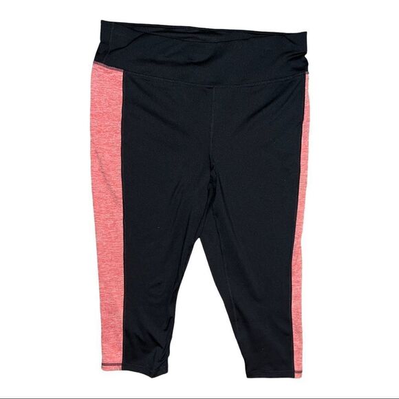 Ideology Noir SP Straw Essentials Colorblocked Cropped Leggings 1X NWT - Picture 2 of 7